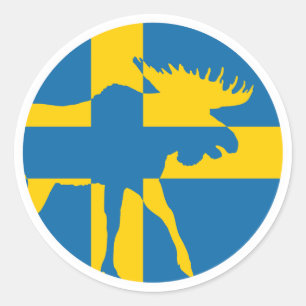 Adesivo Redondo Suecia Moose Bandeira Nacional Sueca