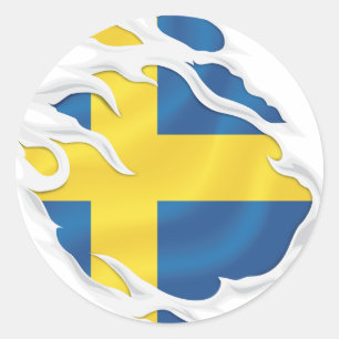 Adesivo Redondo Suecia Ripped Flag Classic Round Sticker