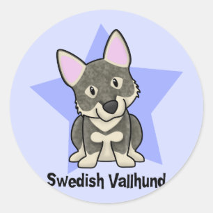 Adesivo Redondo Sueco Vallhund da estrela de Kawaii