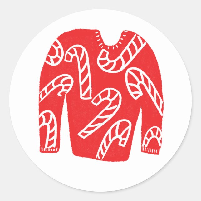 Adesivo Redondo Suéter Feio PERSONALIZADO Festa de Natal (Frente)