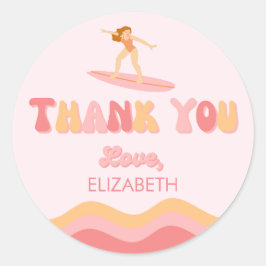 Adesivo Redondo Sufer Birthday Girl - Favor Bag Sticker