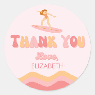 Adesivo Redondo Sufer Birthday Girl - Favor Bag Sticker