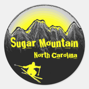 Adesivo Redondo Sugar Mountain North Carolina — vinhetas amarelas 