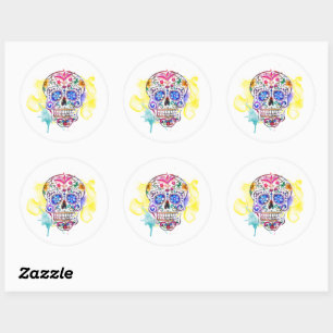 Adesivo Redondo Sugar Skull