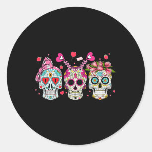 Adesivo Redondo Sugar Skull Amplia Dia de os namorados Casal Corre