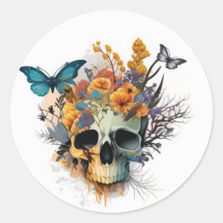 Adesivo Redondo Sugar Skull Day of the Dead