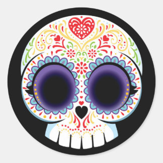 Adesivo Redondo Sugar Skull Sticker
