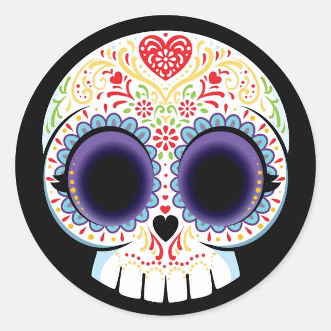 Adesivo Redondo Sugar Skull Sticker (Frente)