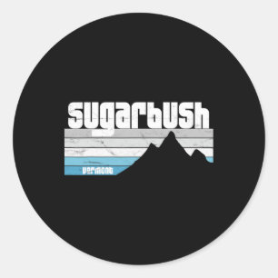 Adesivo Redondo Sugarbush Vt Vermont Retro Montanhas Esquiando Sno