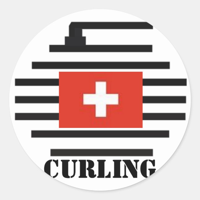 Adesivo Redondo Suiça Curling (Frente)