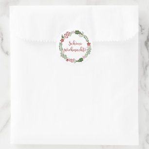 Adesivo Redondo Suíça Feliz Natal Wreath, Schöni Wiehnachte Ce