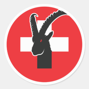 Adesivo Redondo Suiça Ibex Swiss National Animal Flag