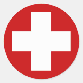 Adesivo Redondo Suíça Red Cross Emergency Roundell