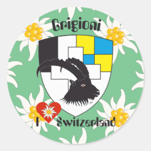 Adesivo Redondo Suíça, Suisse, Svizzera, Svizra, Kleber