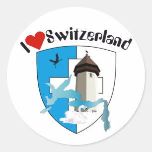 Adesivo Redondo Suíça Suisse Svizzera Svizra Switzerland Kleber