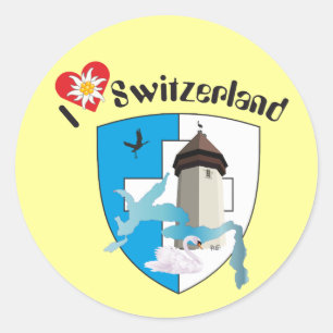 Adesivo Redondo Suíça Suisse Svizzera Svizra Switzerland Kleber