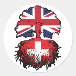 Adesivo Redondo Suiça Swiss British UK Reino Unido