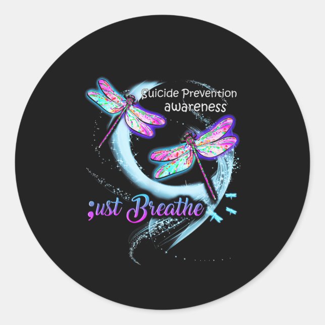 Adesivo Redondo Suicide Awareness Shirt Just Breathe Suicide Preve (Frente)