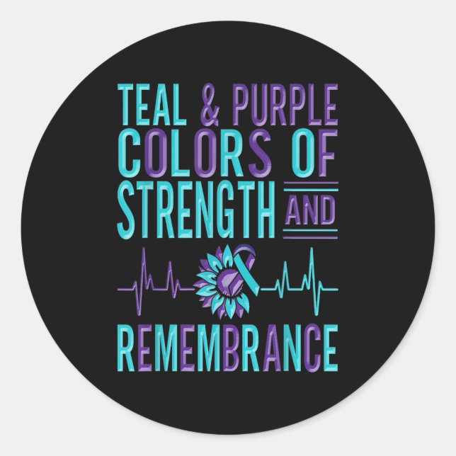 Adesivo Redondo Suicide Awareness Suicide Prevention Suprt Survivo (Frente)