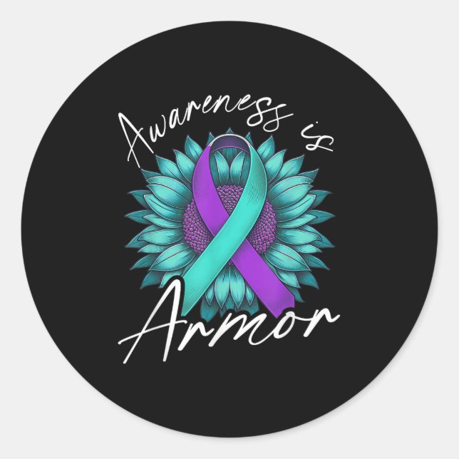 Adesivo Redondo Suicide Awareness Suicide Prevention Suprt Survivo (Frente)