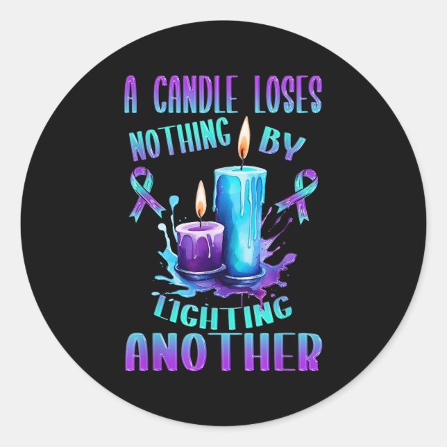 Adesivo Redondo Suicide Awareness Suicide Prevention Suprt Survivo (Frente)