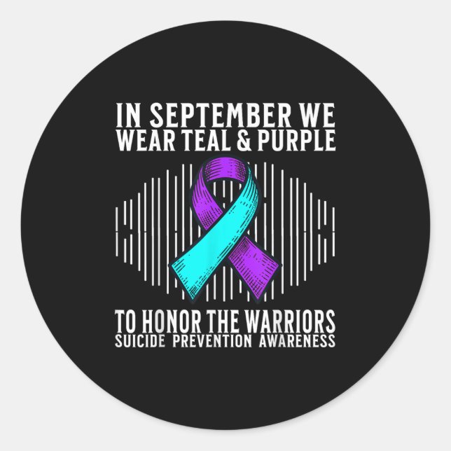 Adesivo Redondo Suicide Awareness Suprt Suicide Prevention Awarene (Frente)