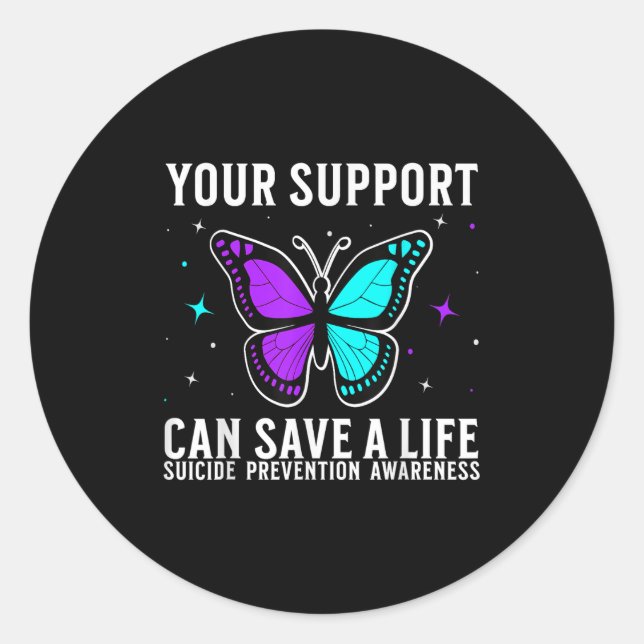 Adesivo Redondo Suicide Awareness Suprt Suicide Prevention Awarene (Frente)