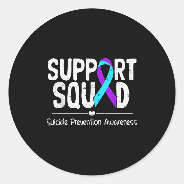 Adesivo Redondo Suicide Awareness Teal &amp; Purple Ribbon Suprt M (Frente)