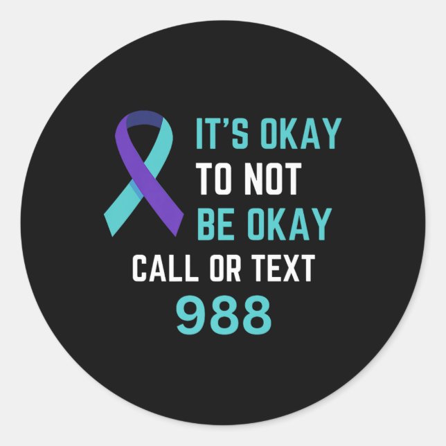 Adesivo Redondo Suicide Prevention 988 Hotline Shirt 988 Suicide C (Frente)