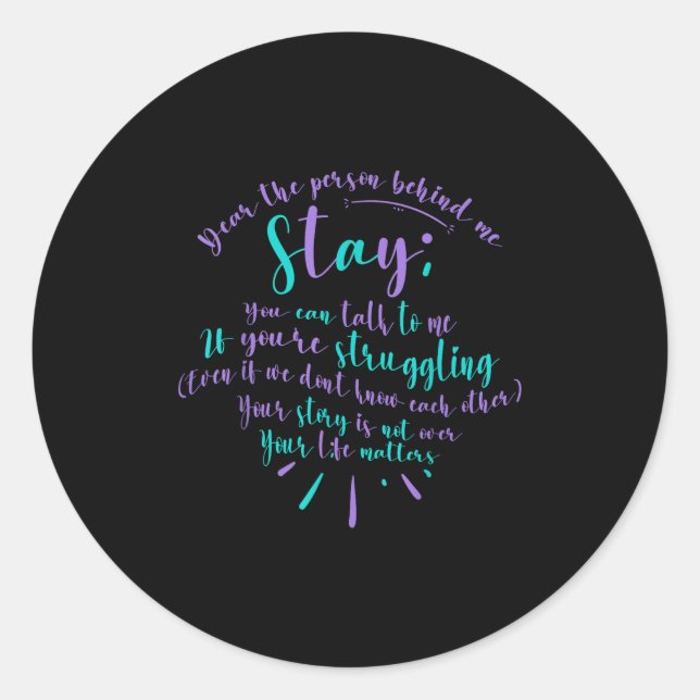 Adesivo Redondo Suicide Prevention Advocate Person Behind The Caus (Frente)