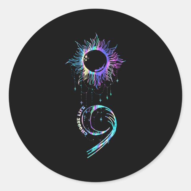 Adesivo Redondo Suicide Prevention Awareness Choose Life Semicolon (Frente)