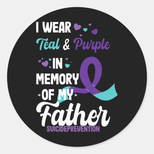 Adesivo Redondo Suicide Prevention Awareness In Memory Of Father  (Frente)
