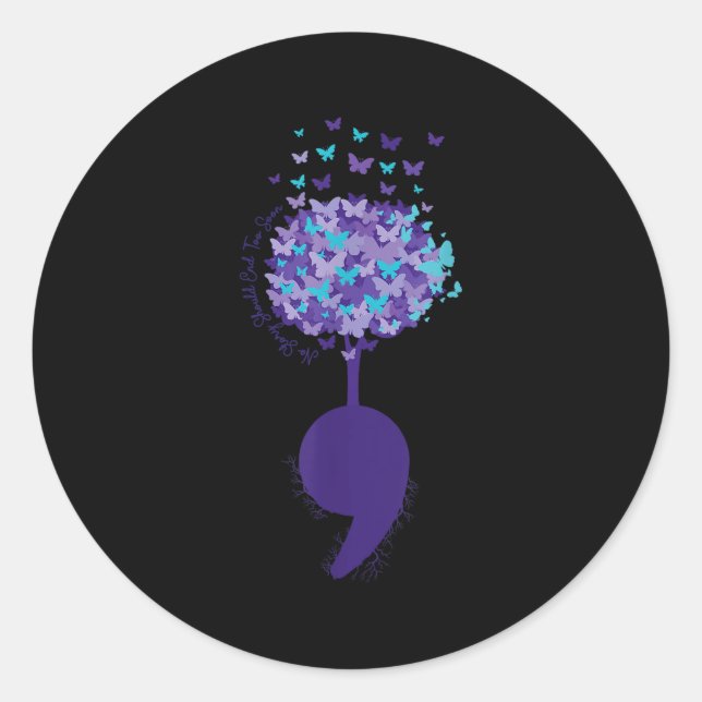 Adesivo Redondo Suicide Prevention Awareness No Story Should End T (Frente)