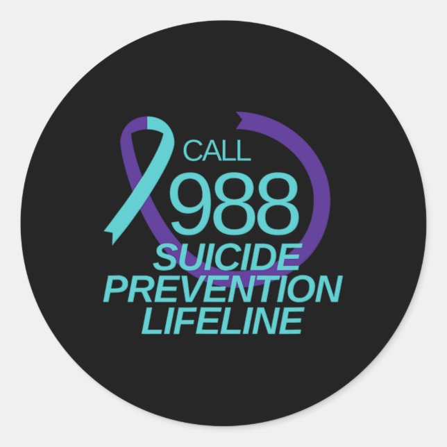 Adesivo Redondo Suicide Prevention Lifeline Call 988  (Frente)