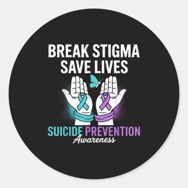 Adesivo Redondo Suicide Prevention Suprt Break Stigma Suicide Awar (Frente)