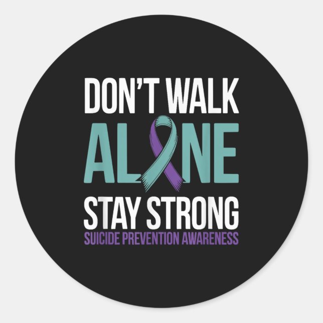 Adesivo Redondo Suicide Prevention Teal Purple Ribbon Suprt  (Frente)