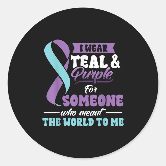 Adesivo Redondo Suicide Prevention Wear Teal Purple Someone Meant  (Frente)