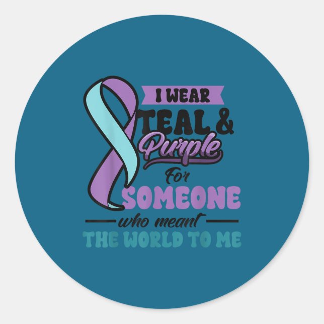 Adesivo Redondo Suicide Prevention Wear Teal Purple Someone Meant  (Frente)