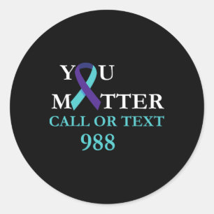 Adesivo Redondo Suicídio Prevenção de Sensibilização 988 Camisa Ho