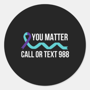 Adesivo Redondo Suicídio Prevenção de Sensibilização 988 Camisa Ho