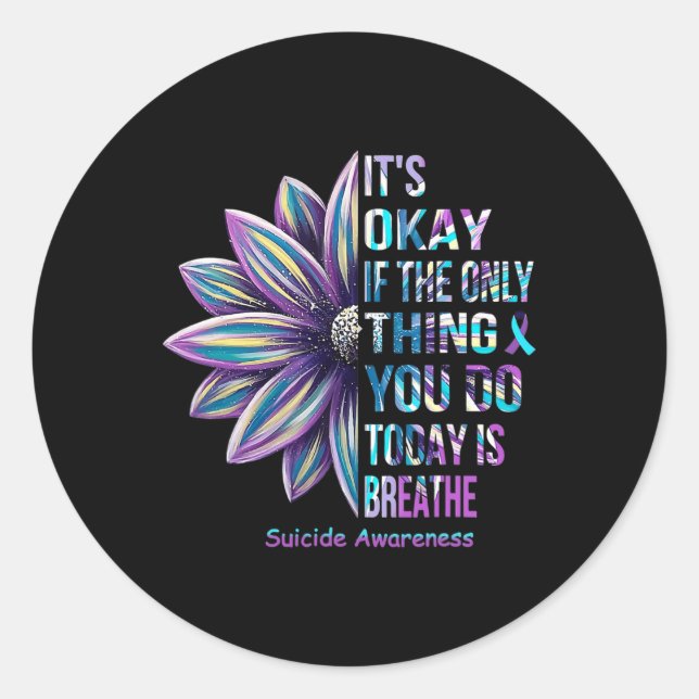 Adesivo Redondo Suicídio Prevenção e Sensibilização Mês Suporte Fa (Frente)