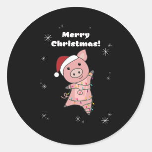 Adesivo Redondo Suínos de Feliz Natal