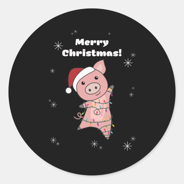 Adesivo Redondo Suínos de Feliz Natal (Frente)