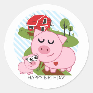 ADESIVO REDONDO SUÍNOS NA FAZENDA