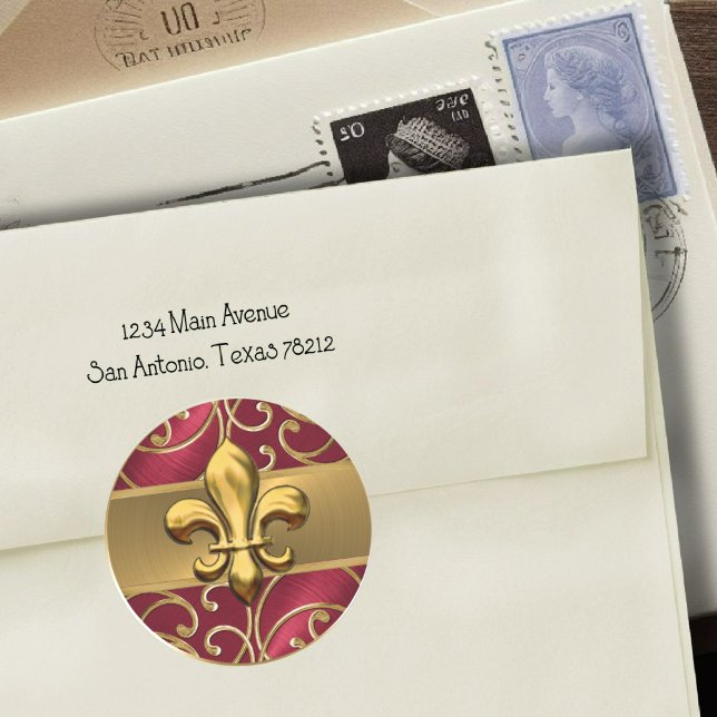 Adesivo Redondo Sujidade vermelha e Dourada (Criador carregado)