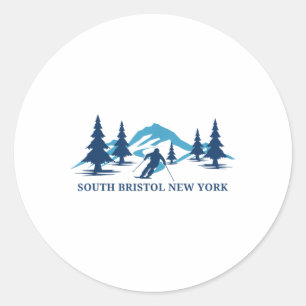 Adesivo Redondo Sul Bristol Nova York Esqui Resort Skiier _1