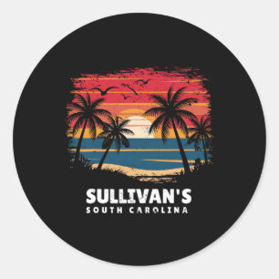 Adesivo Redondo Sullivan's South Carolina Surfboarder Palmeira So