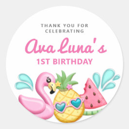 Adesivo Redondo Summer Beach Girl Fala Pavões Redondos