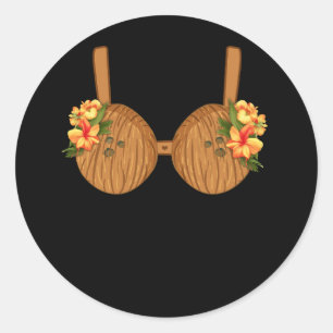Adesivo Redondo Summer Coconut Bra Halloween Costume Hawaii Havaí