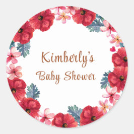 Adesivo Redondo Summer Floral Wreath Chá de fraldas